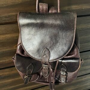 Brown leather back pack